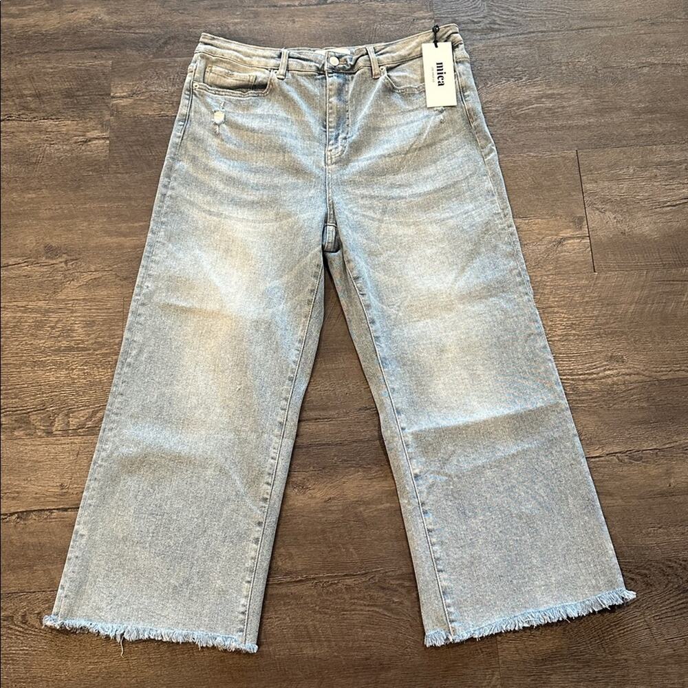 Mica 14W High-Rise Electric Blue Light Wash Denim Ankle Wide-Leg Jean‎ - Picture 3 of 10